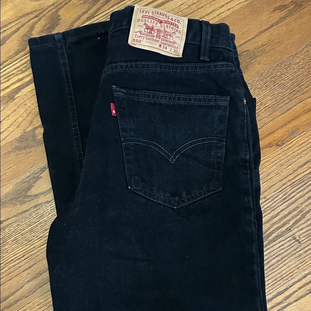 Vintage Levi’s 550 Relaxed Fit Jeans 34x30 Black Blank Tab - Picture 16 of 16